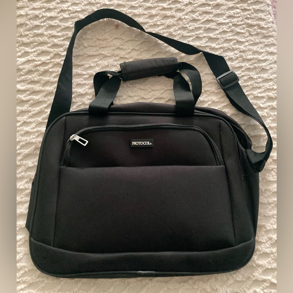 Black Protocol Laptop Travel Case w Crossbody Strap